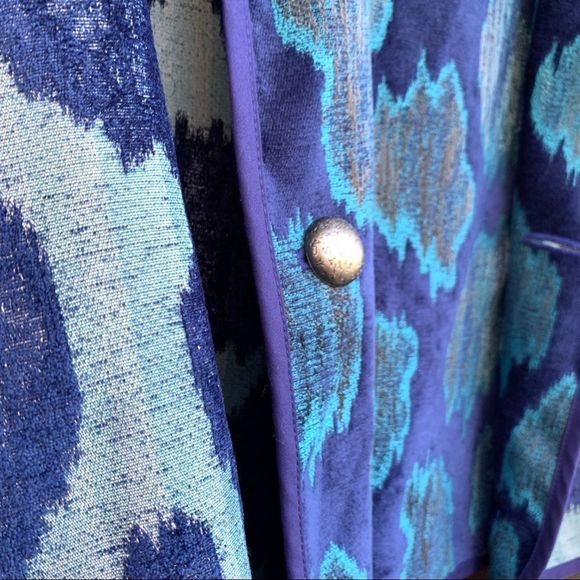 Trimdin Reversible Blazer Jacket Abstract Blues Jaquard Size M - Picture 8 of 9